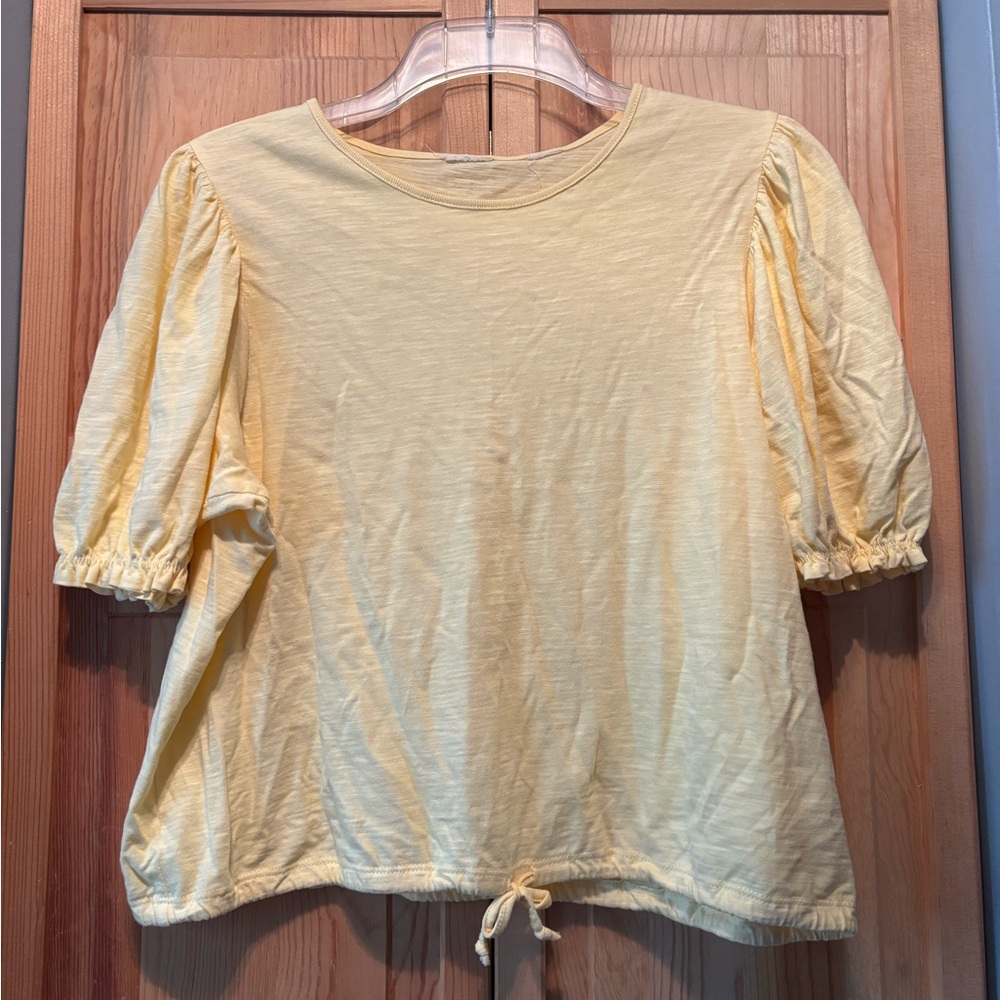Yellow Puff Sleeve Women's Top